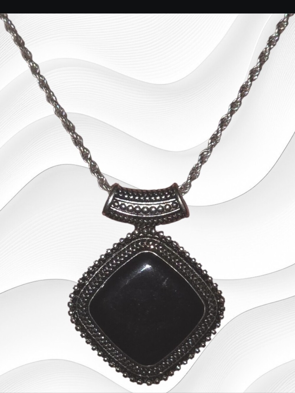 Black Square Pendant Necklace - Women Jewelry